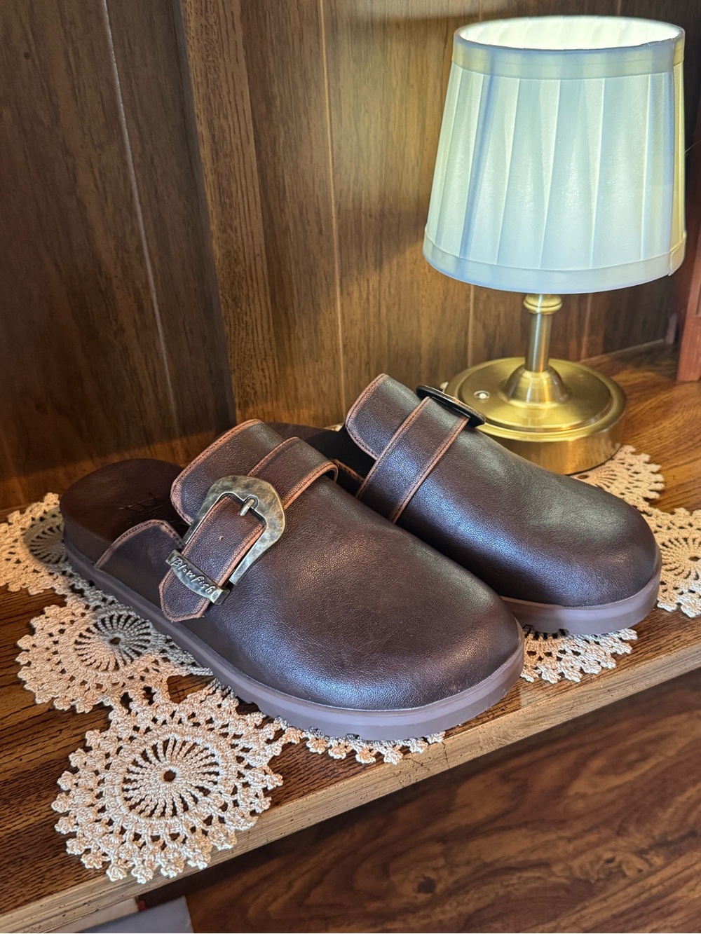 Women's Blowfish Malibu Brown Leather Buckle Clog Mule size 8.5